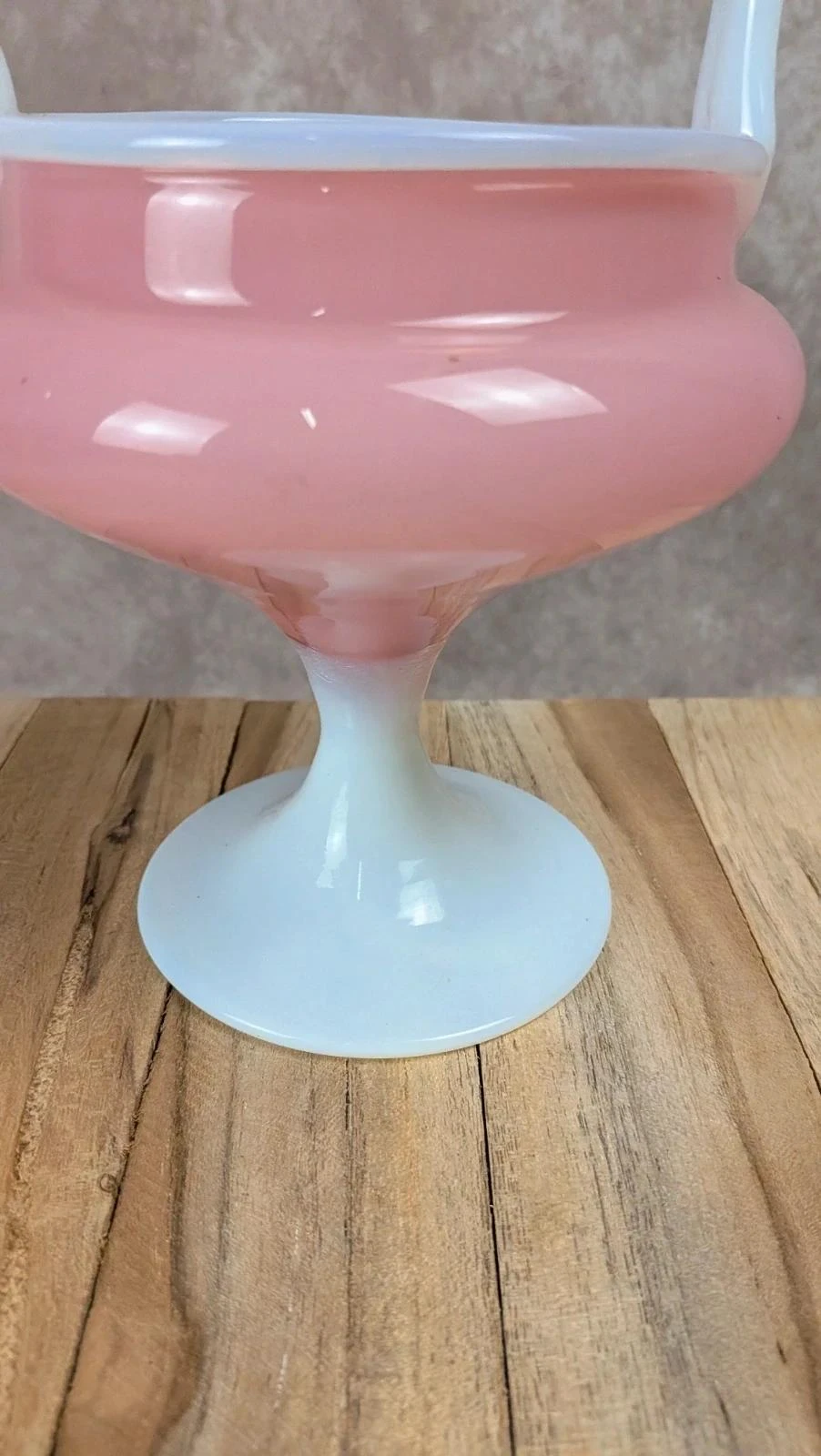 Coupe panier en opaline rose vintage avec anse 🌸 – photo 3